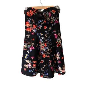 Express Strapless Floral Hummingbird Mini Dress